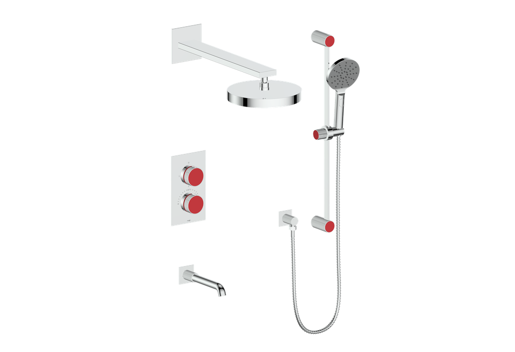 Vogt Mond 3-Way Thermostatic Shower System With Rough-In Valve, Polished Chrome