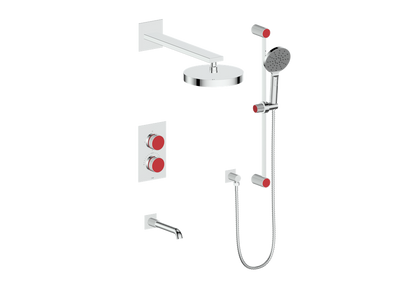 Vogt Mond 3-Way Thermostatic Shower System With Rough-In Valve, Polished Chrome