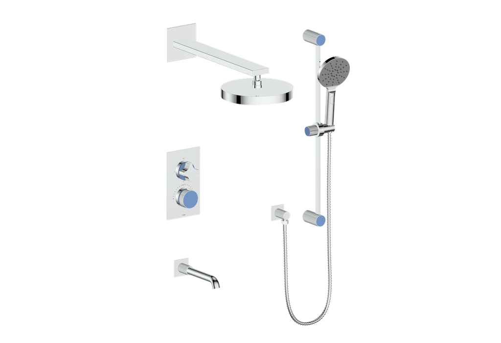 Vogt Mond 3-Way Thermostatic Shower System With Rough-In Valve, Polished Chrome