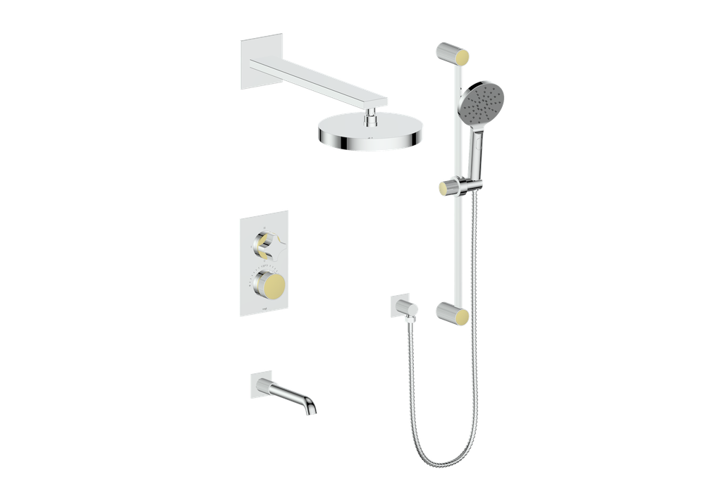 Vogt Mond 3-Way Thermostatic Shower System With Rough-In Valve, Polished Chrome