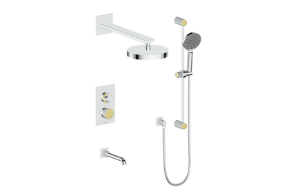 Vogt Mond 3-Way Thermostatic Shower System With Rough-In Valve, Polished Chrome