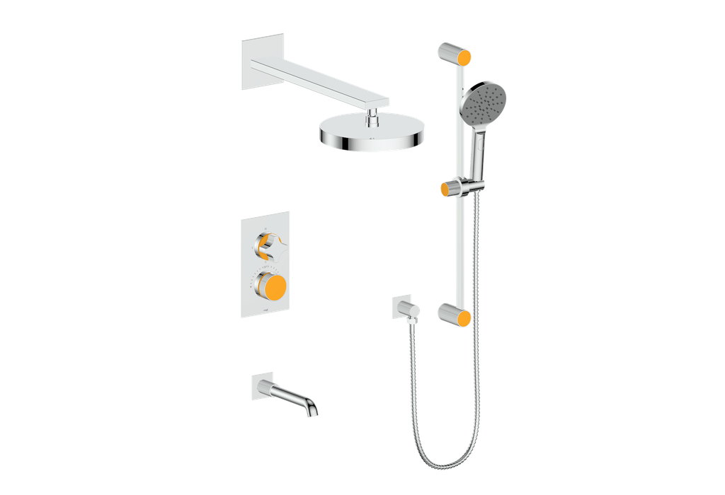 Vogt Mond 3-Way Thermostatic Shower System With Rough-In Valve, Polished Chrome