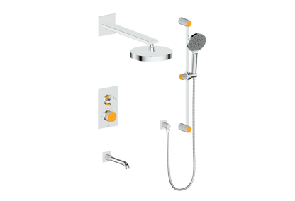 Vogt Mond 3-Way Thermostatic Shower System With Rough-In Valve, Polished Chrome