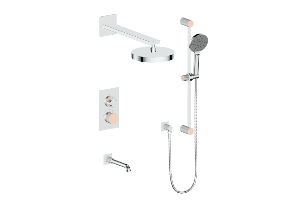 Vogt Mond 3-Way Thermostatic Shower System With Rough-In Valve, Polished Chrome