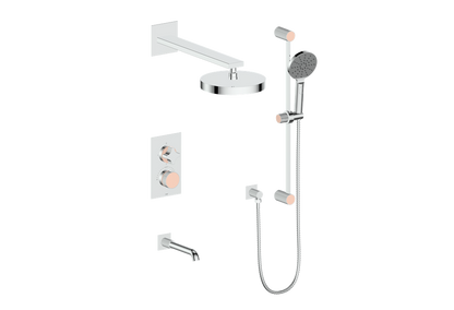 Vogt Mond 3-Way Thermostatic Shower System With Rough-In Valve, Polished Chrome