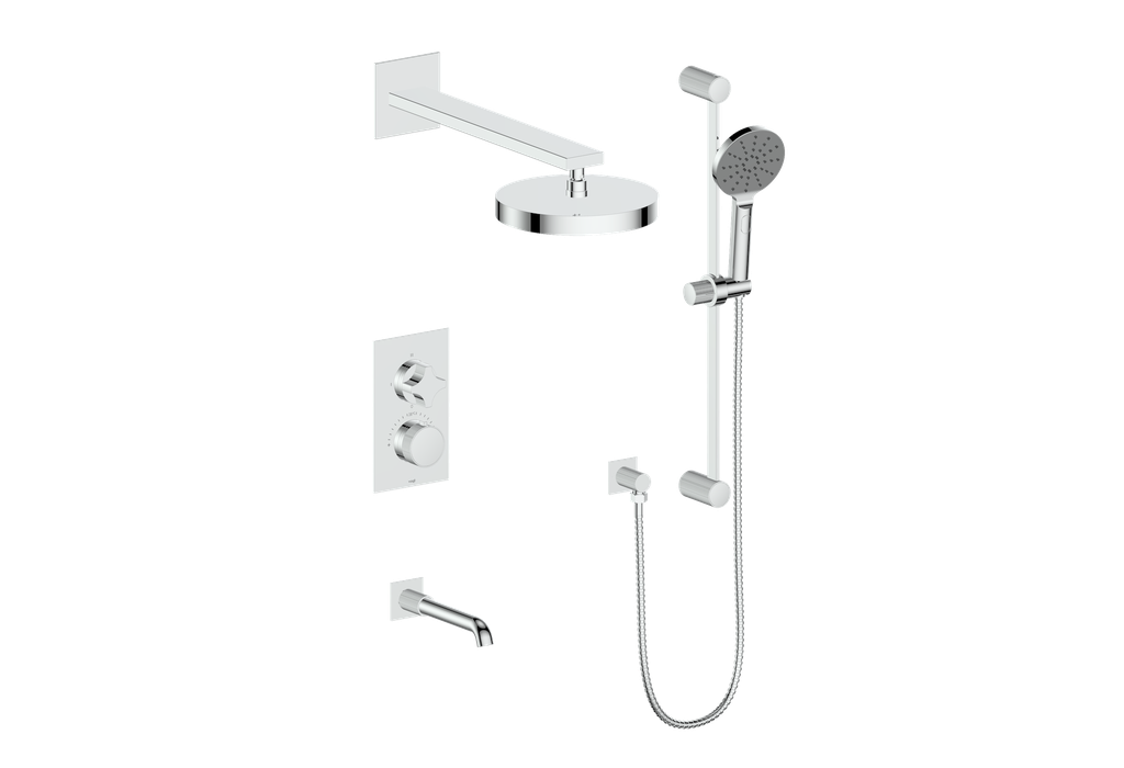 Vogt Mond 3-Way Thermostatic Shower System With Rough-In Valve, Polished Chrome