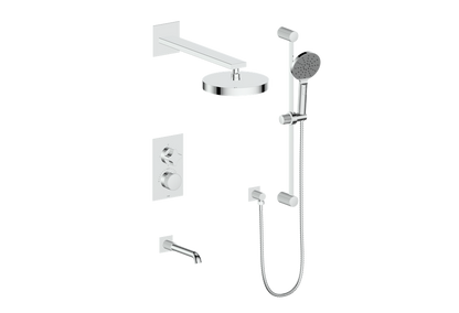 Vogt Mond 3-Way Thermostatic Shower System With Rough-In Valve, Polished Chrome
