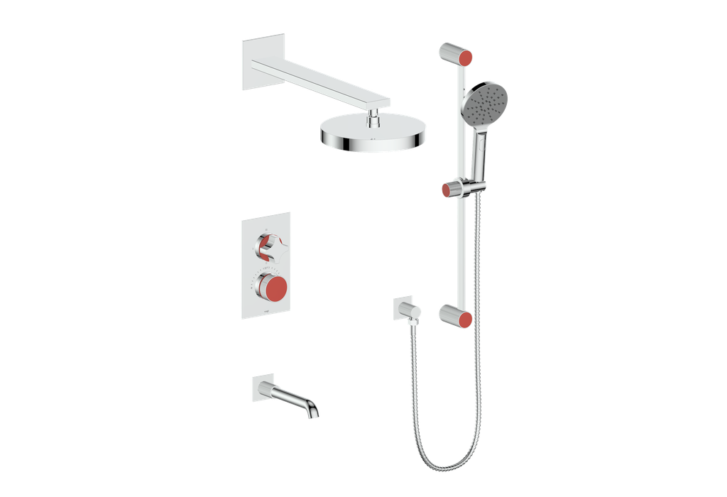 Vogt Mond 3-Way Thermostatic Shower System With Rough-In Valve, Polished Chrome