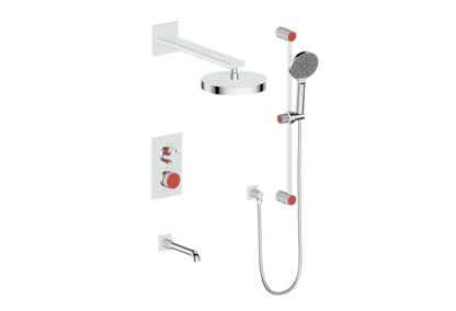 Vogt Mond 3-Way Thermostatic Shower System With Rough-In Valve, Polished Chrome