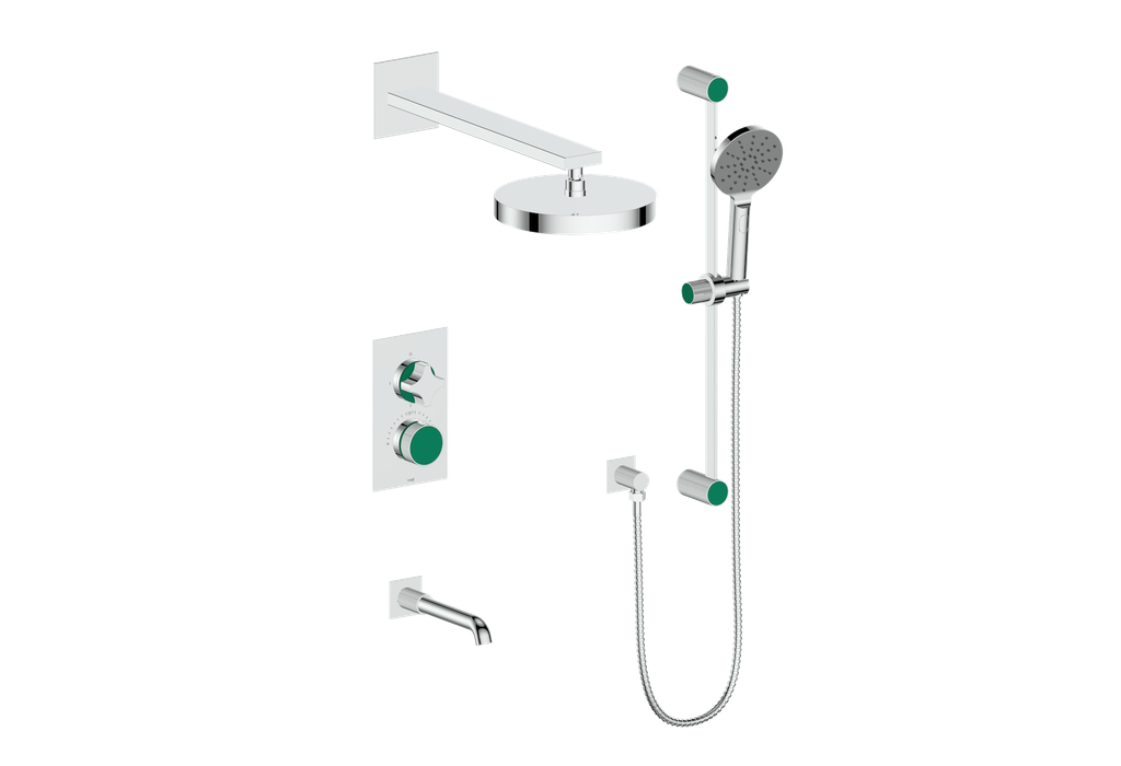 Vogt Mond 3-Way Thermostatic Shower System With Rough-In Valve, Polished Chrome