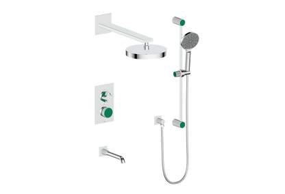 Vogt Mond 3-Way Thermostatic Shower System With Rough-In Valve, Polished Chrome