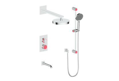 Vogt Mond 3-Way Thermostatic Shower System With Rough-In Valve, Polished Chrome