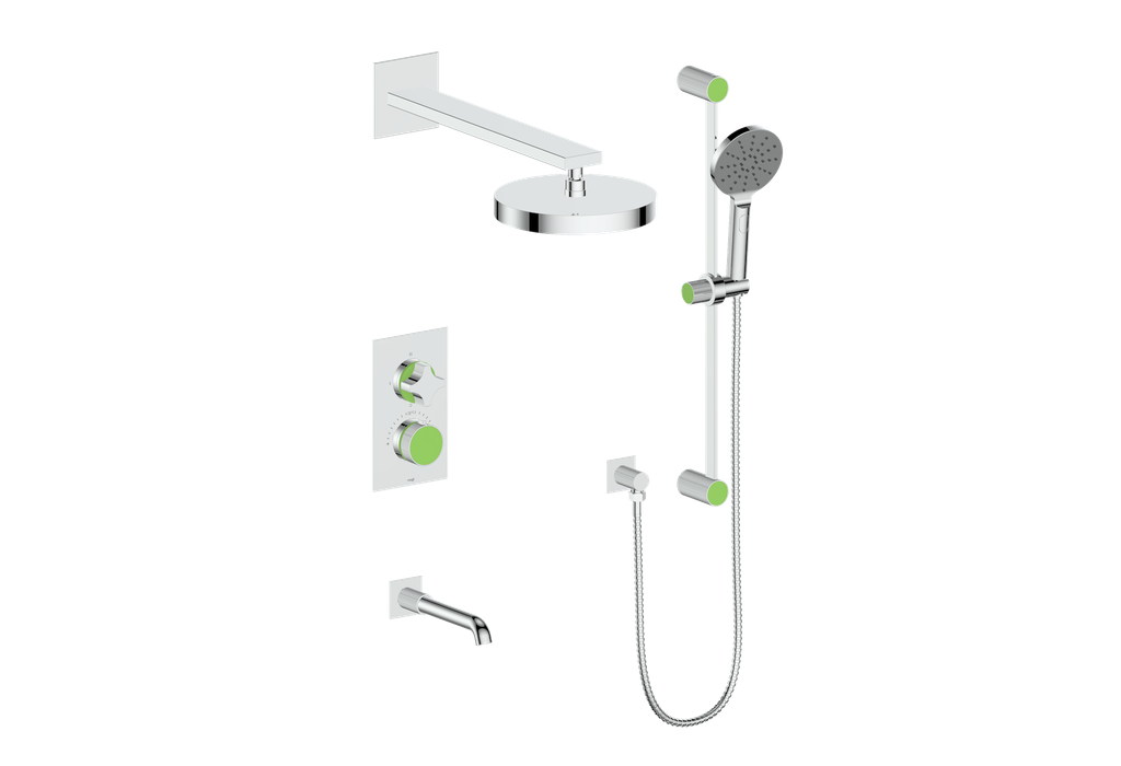 Vogt Mond 3-Way Thermostatic Shower System With Rough-In Valve, Polished Chrome