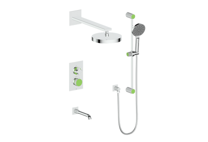 Vogt Mond 3-Way Thermostatic Shower System With Rough-In Valve, Polished Chrome