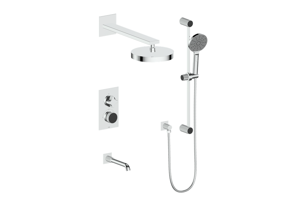 Vogt Mond 3-Way Thermostatic Shower System With Rough-In Valve, Polished Chrome