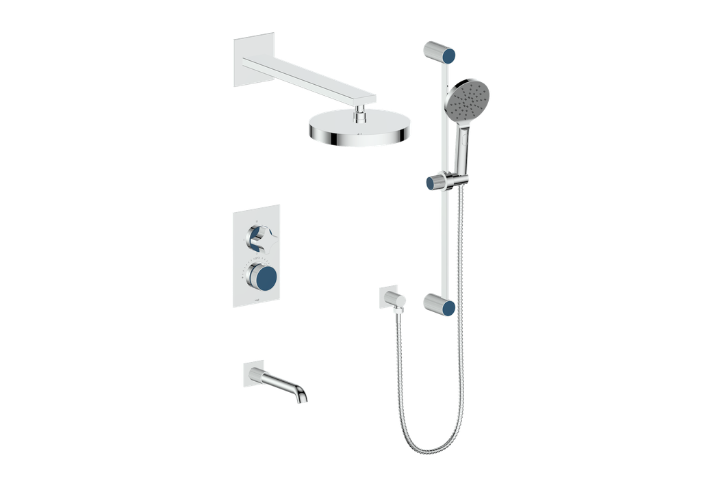Vogt Mond 3-Way Thermostatic Shower System With Rough-In Valve, Polished Chrome