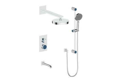 Vogt Mond 3-Way Thermostatic Shower System With Rough-In Valve, Polished Chrome