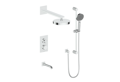 Vogt Mond 3-Way Thermostatic Shower System With Rough-In Valve, Polished Chrome