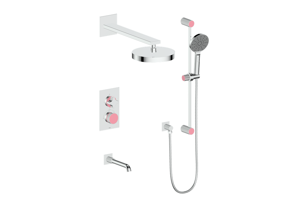 Vogt Mond 3-Way Thermostatic Shower System With Rough-In Valve, Polished Chrome