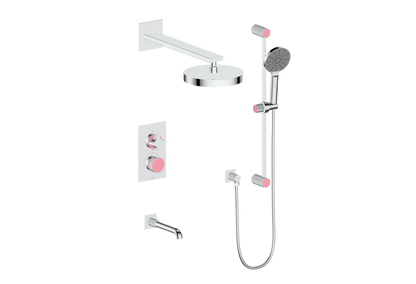 Vogt Mond 3-Way Thermostatic Shower System With Rough-In Valve, Polished Chrome