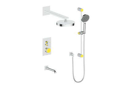 Vogt Mond 3-Way Thermostatic Shower System With Rough-In Valve, Polished Chrome