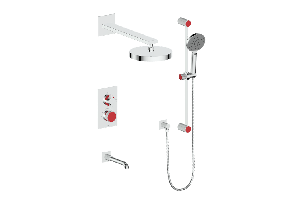 Vogt Mond 3-Way Thermostatic Shower System With Rough-In Valve, Polished Chrome