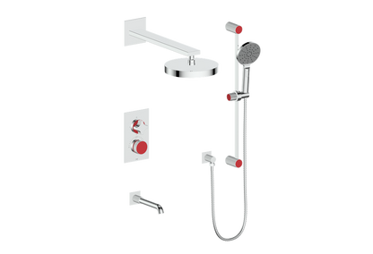 Vogt Mond 3-Way Thermostatic Shower System With Rough-In Valve, Polished Chrome