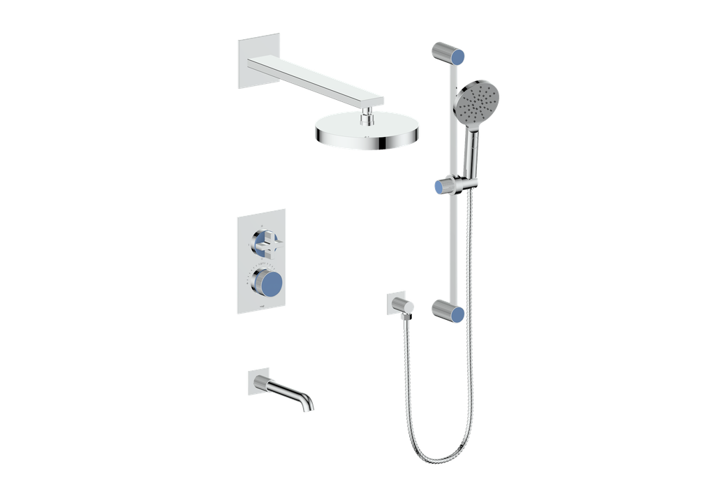 Vogt Mond 3-Way Thermostatic Shower System With Rough-In Valve, Polished Chrome
