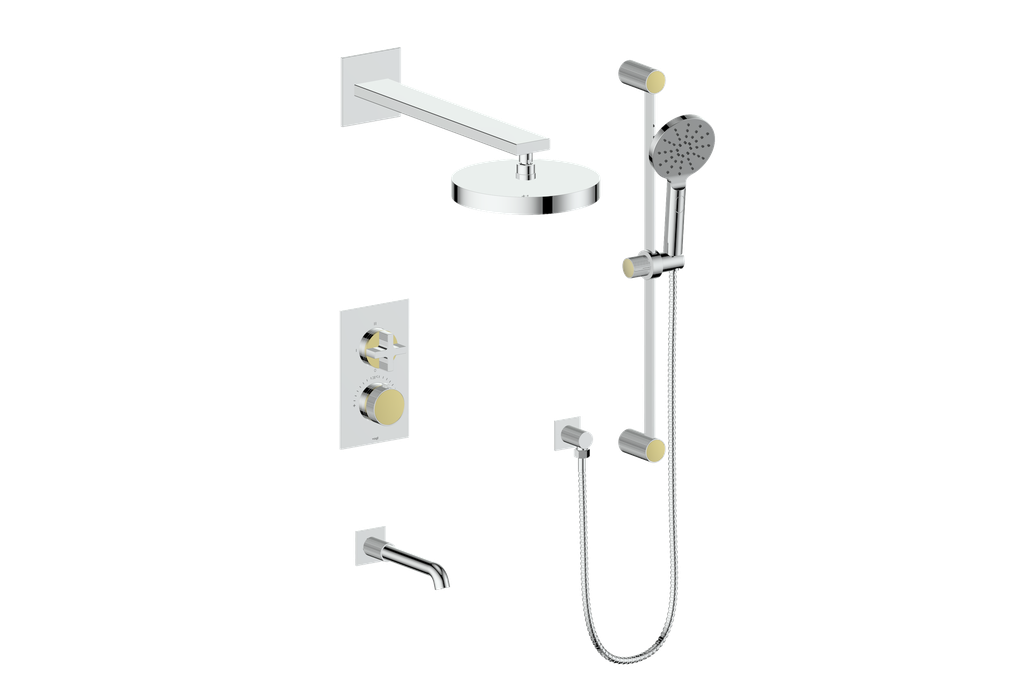 Vogt Mond 3-Way Thermostatic Shower System With Rough-In Valve, Polished Chrome