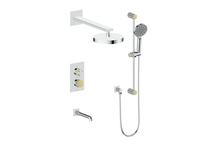 Vogt Mond 3-Way Thermostatic Shower System With Rough-In Valve, Polished Chrome