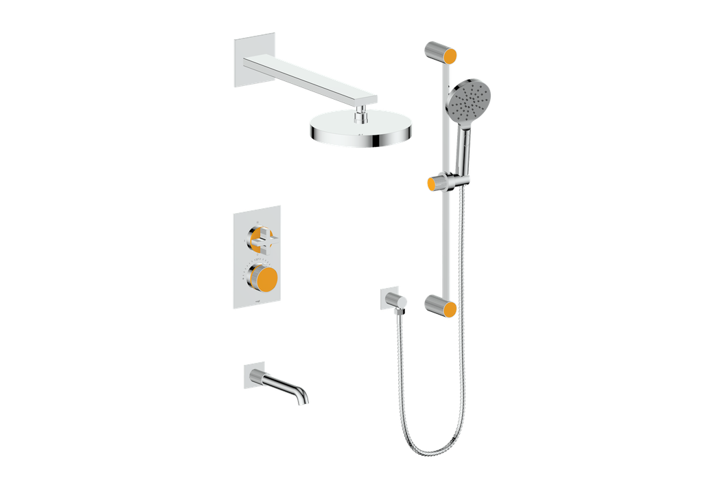 Vogt Mond 3-Way Thermostatic Shower System With Rough-In Valve, Polished Chrome