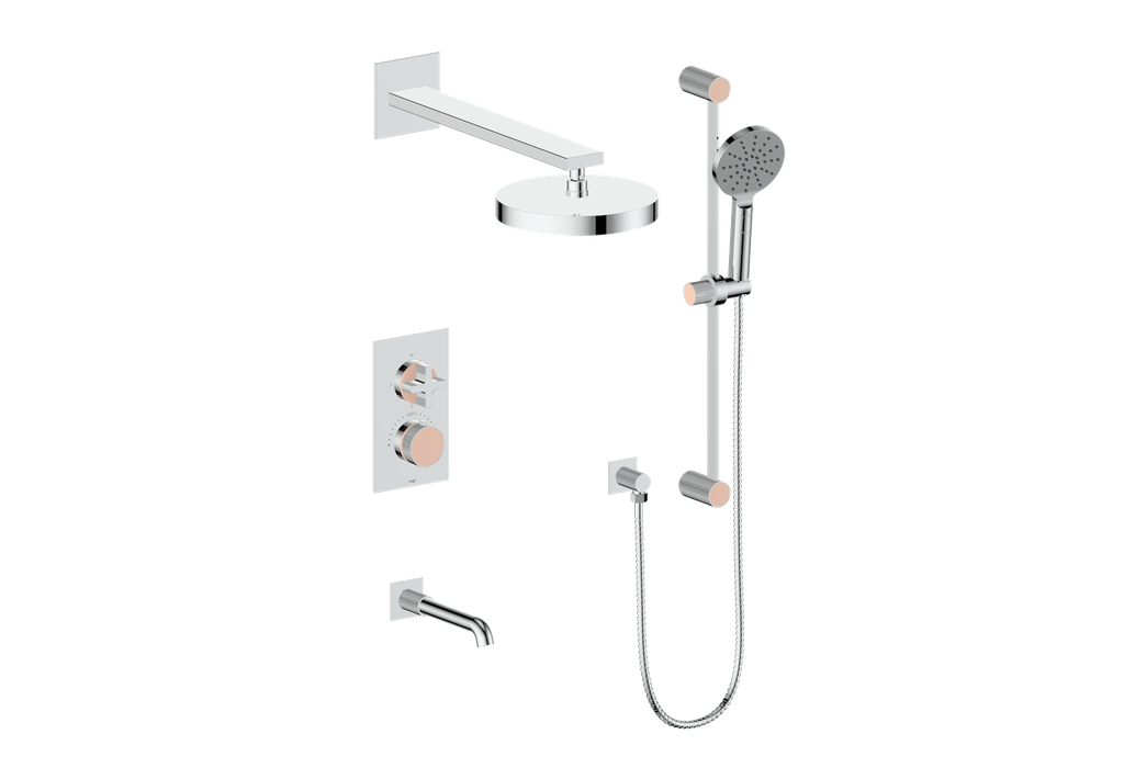Vogt Mond 3-Way Thermostatic Shower System With Rough-In Valve, Polished Chrome