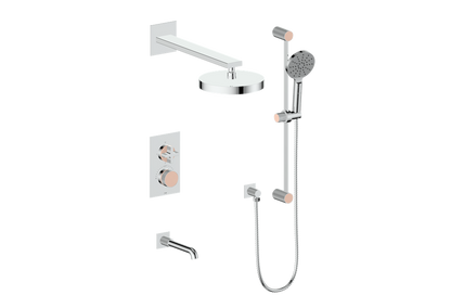 Vogt Mond 3-Way Thermostatic Shower System With Rough-In Valve, Polished Chrome