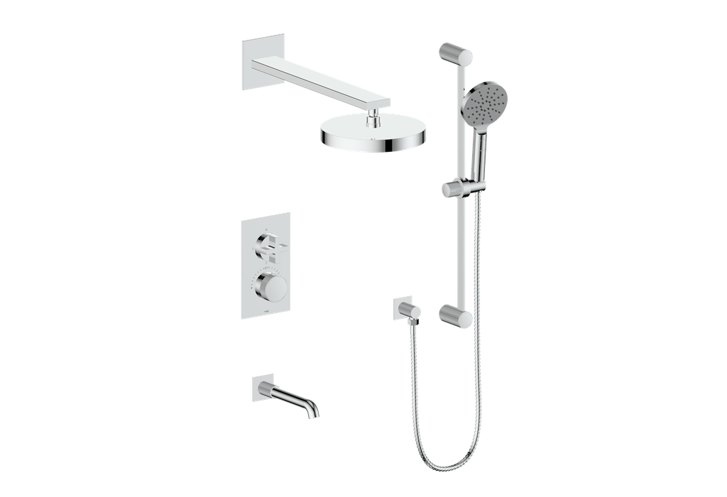 Vogt Mond 3-Way Thermostatic Shower System With Rough-In Valve, Polished Chrome