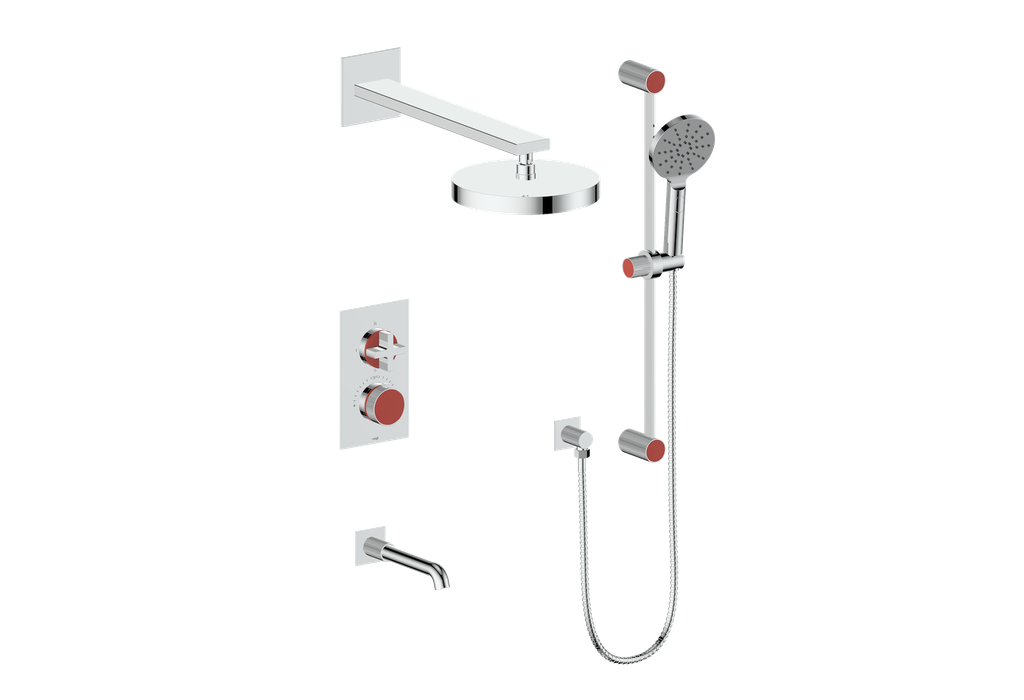 Vogt Mond 3-Way Thermostatic Shower System With Rough-In Valve, Polished Chrome