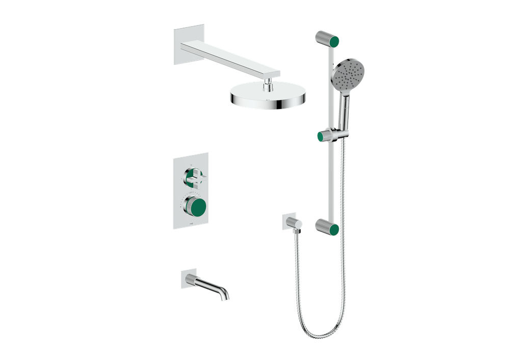 Vogt Mond 3-Way Thermostatic Shower System With Rough-In Valve, Polished Chrome