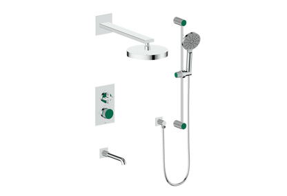 Vogt Mond 3-Way Thermostatic Shower System With Rough-In Valve, Polished Chrome