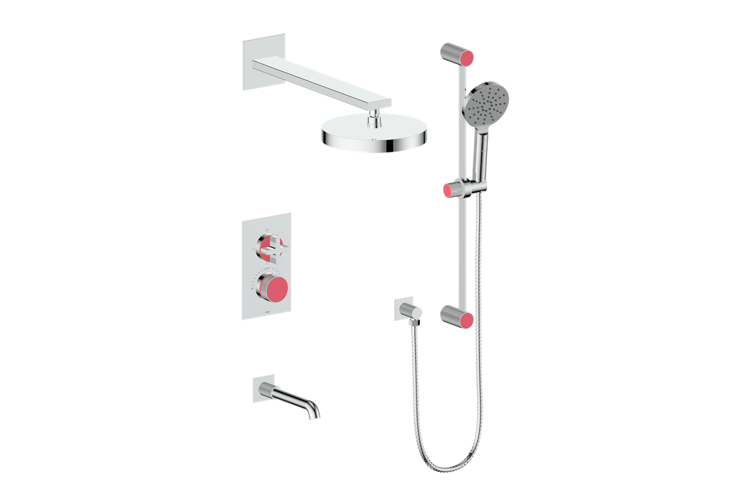 Vogt Mond 3-Way Thermostatic Shower System With Rough-In Valve, Polished Chrome