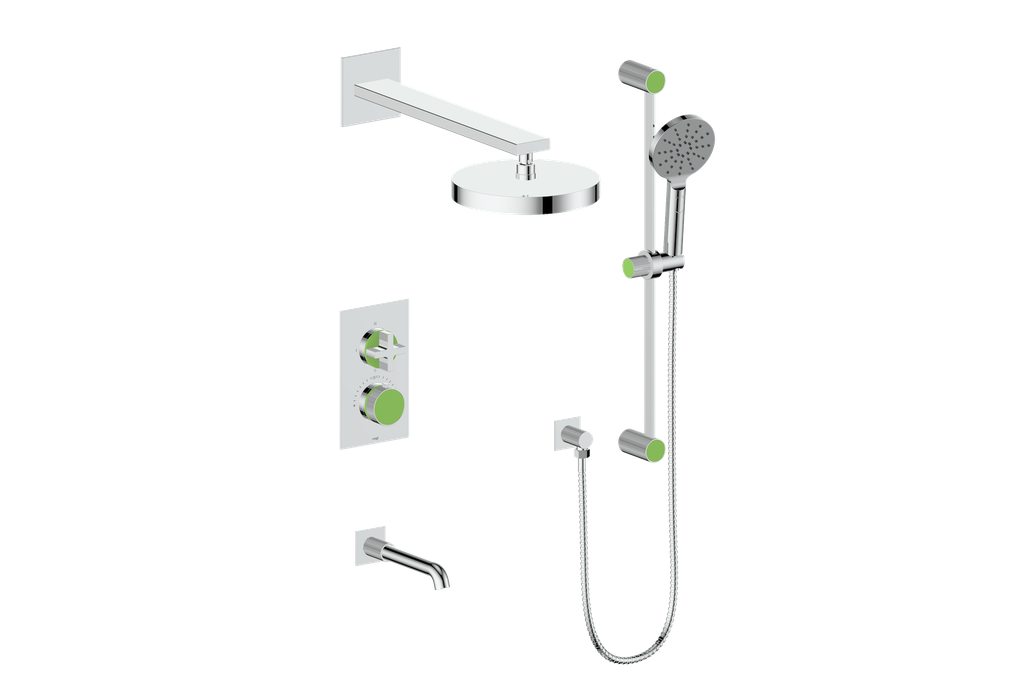 Vogt Mond 3-Way Thermostatic Shower System With Rough-In Valve, Polished Chrome