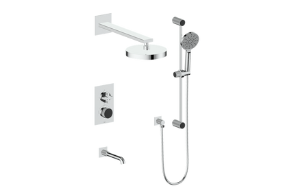 Vogt Mond 3-Way Thermostatic Shower System With Rough-In Valve, Polished Chrome