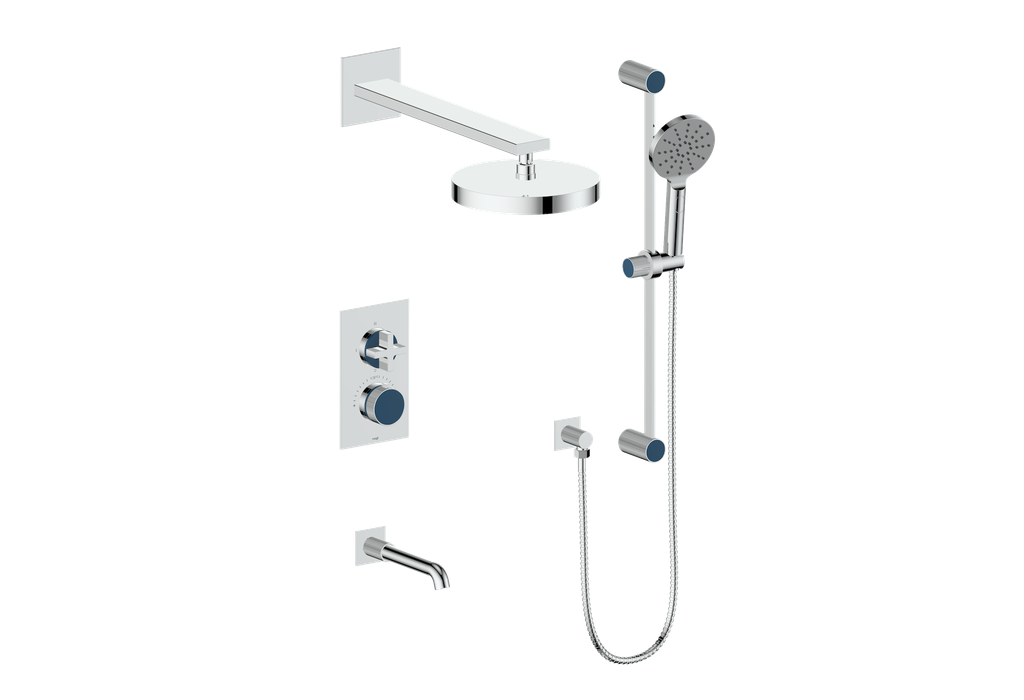 Vogt Mond 3-Way Thermostatic Shower System With Rough-In Valve, Polished Chrome