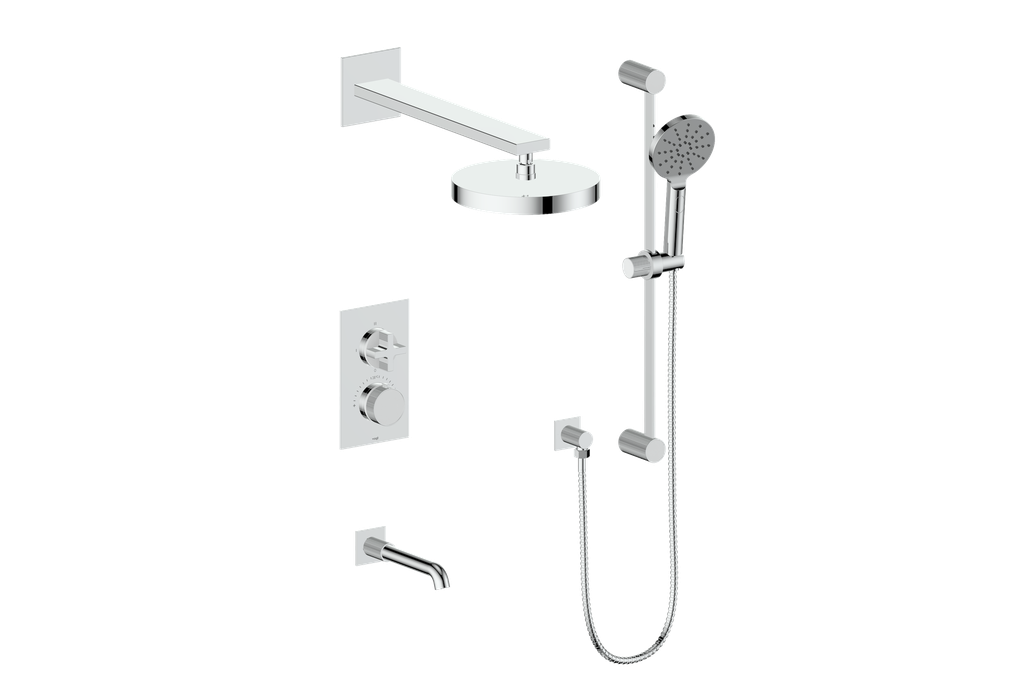 Vogt Mond 3-Way Thermostatic Shower System With Rough-In Valve, Polished Chrome