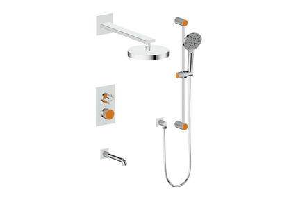 Vogt Mond 3-Way Thermostatic Shower System With Rough-In Valve, Polished Chrome