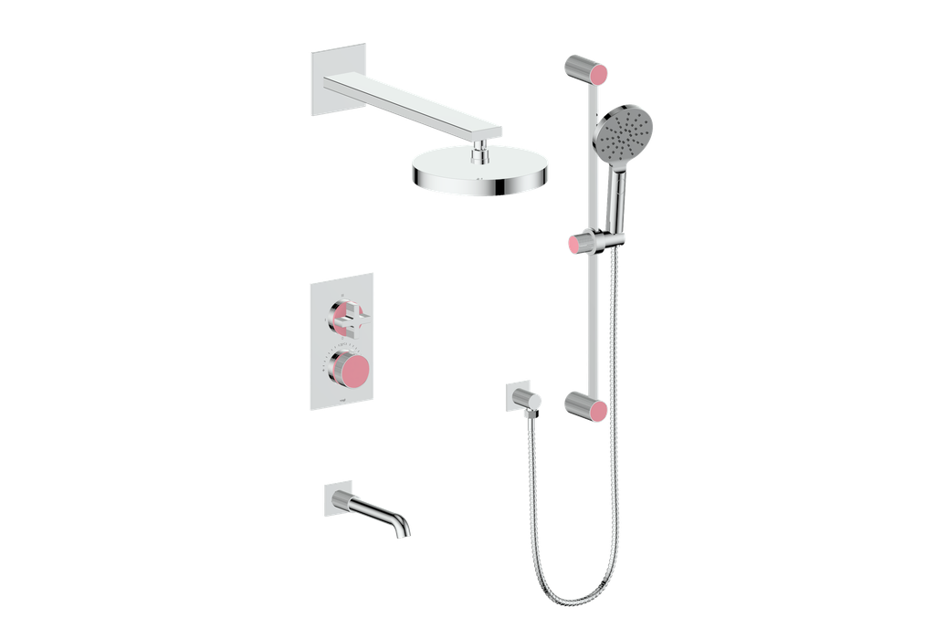 Vogt Mond 3-Way Thermostatic Shower System With Rough-In Valve, Polished Chrome