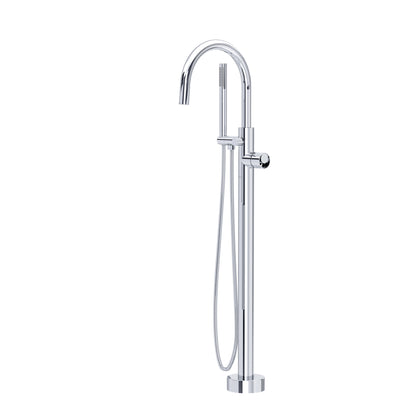 Rohl Eclissi Single Hole Floor Mount Tub Filler Trim With C-Spout - TEC06HF1IW