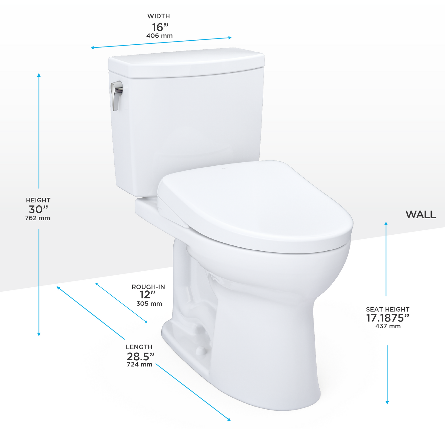 TOTO Drake II 1G Washlet+ S7 Two-Piece Toilet 1.28 GPF Universal Height