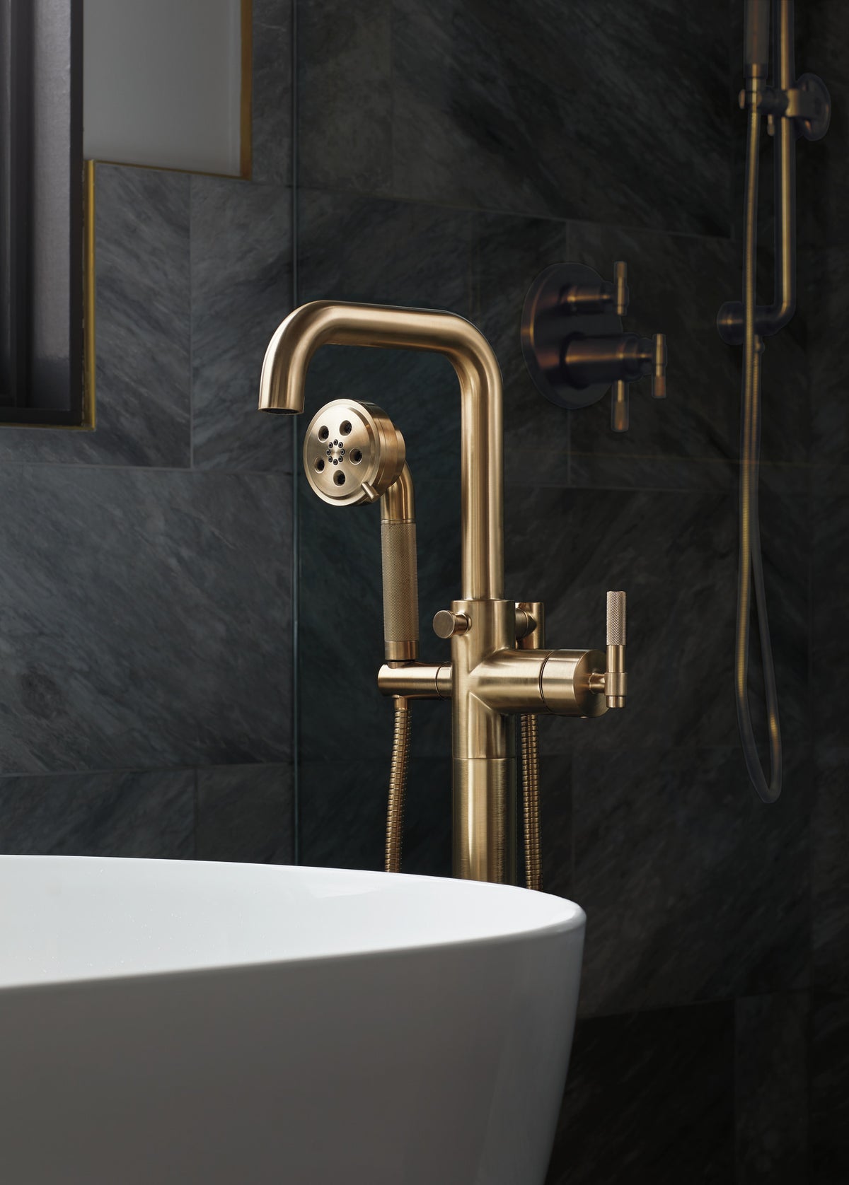 Brizo Litze T75535 GL installed setting; handles, rough-in and other fixtures sold separately