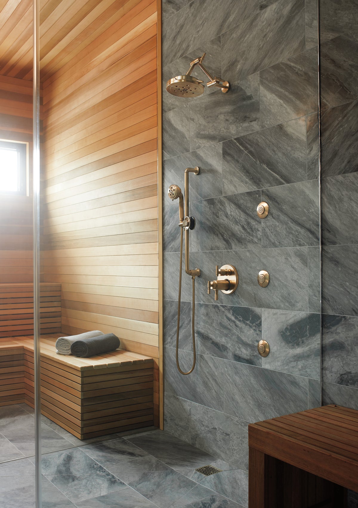 Brizo Litze T75535 GL installed setting; handles, rough-in and other fixtures sold separately