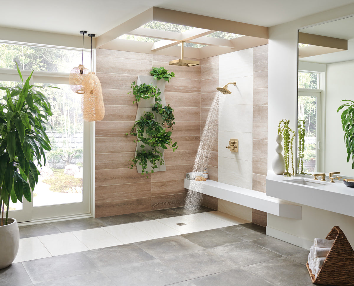 Brizo T75606 GL installed setting; handles, rough-in and other fixtures sold separately