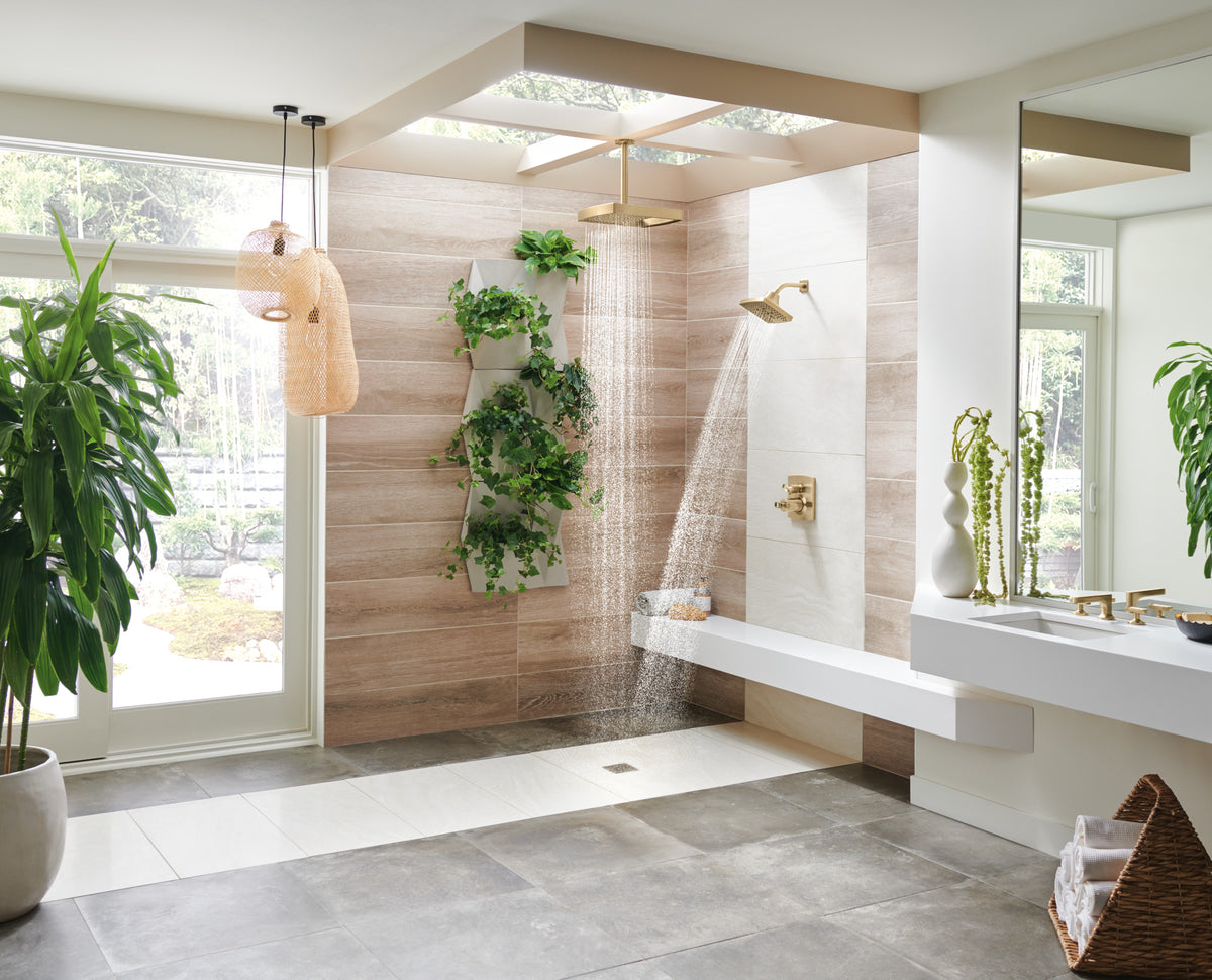 Brizo T75606 GL installed setting; handles, rough-in and other fixtures sold separately
